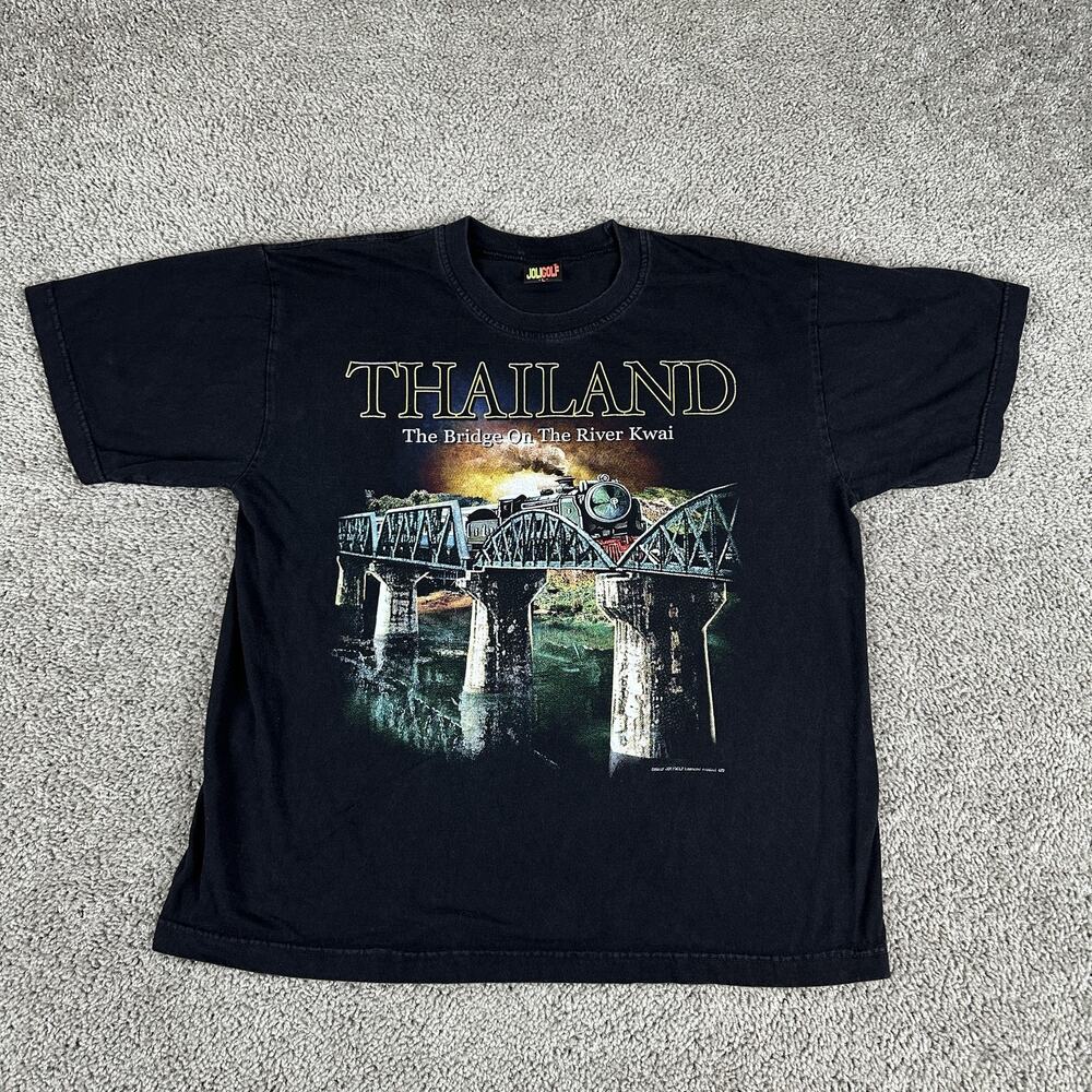 Vintage River Kwai Thailand Shirt Mens Large JOLIGOLF Tourist Tee Souvenir 90s